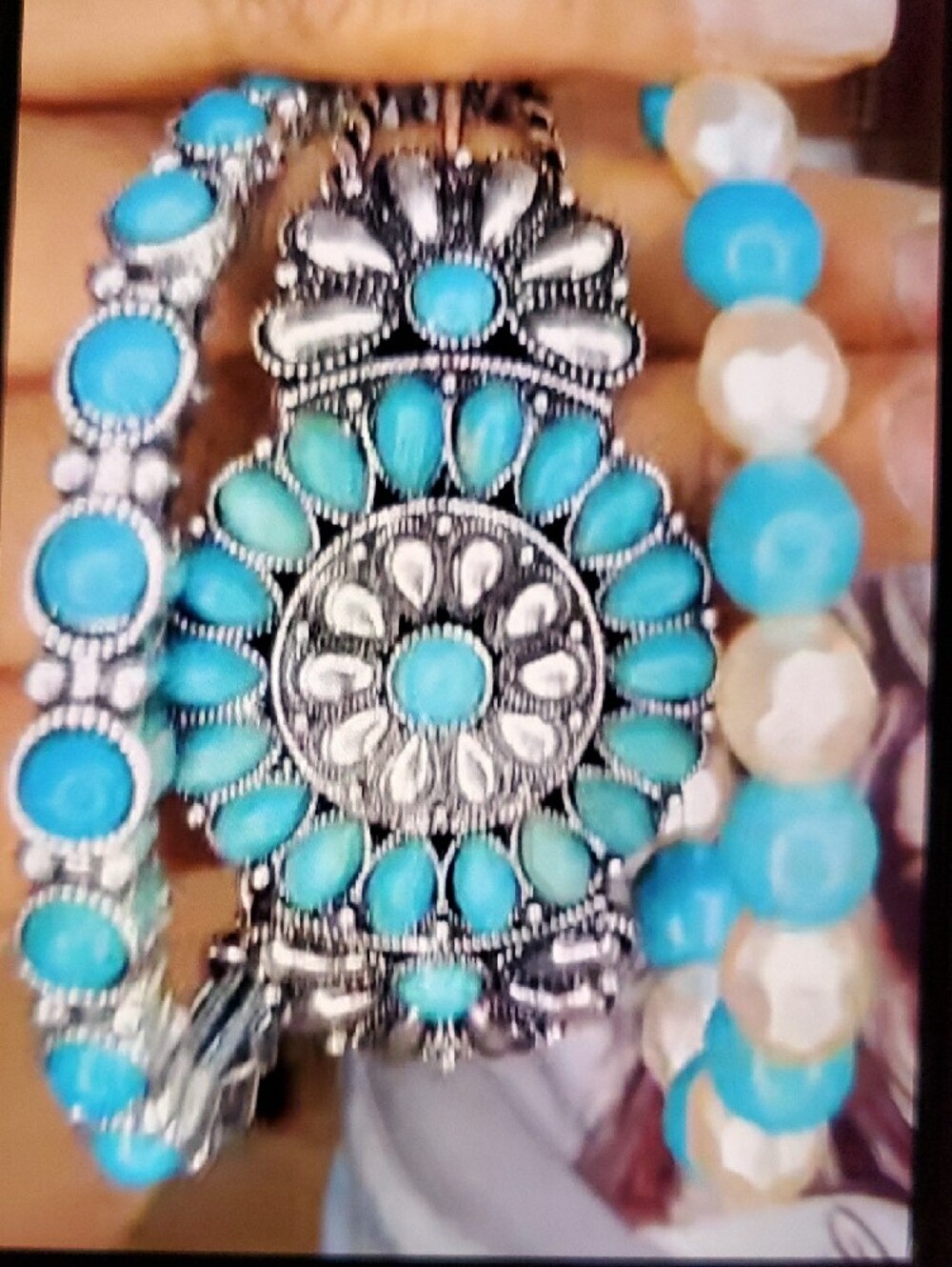 CC Boutique Turquoise and Silver Concho Bracelet Set - Picture 2 of 2